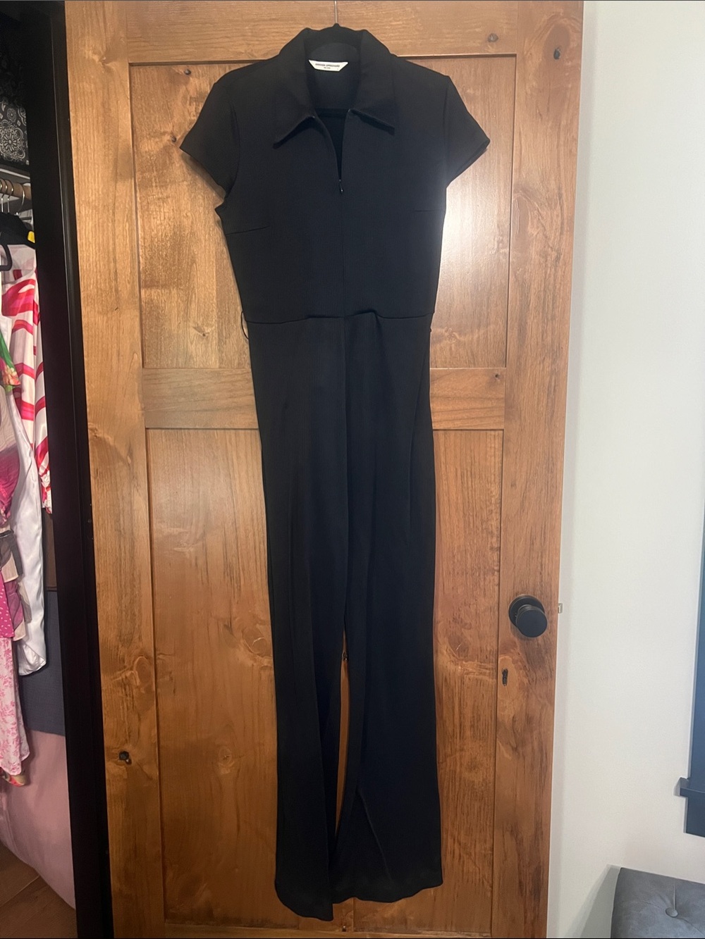 Amanda Uprichard Black Short-Sleeve Zip Jumpsuit